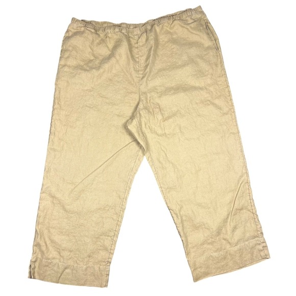 J.Jill Love 100% Linen Capri Crops, Mustard Yellow, Elastic Waist, Size XL - Picture 1 of 7